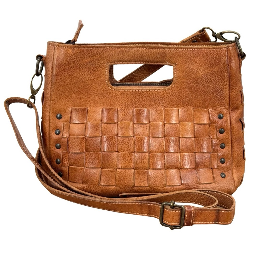 Bed Stu Orchid Woven Leather Versatile Crossbody Bag Tan Brown Leather - Picture 2 of 16